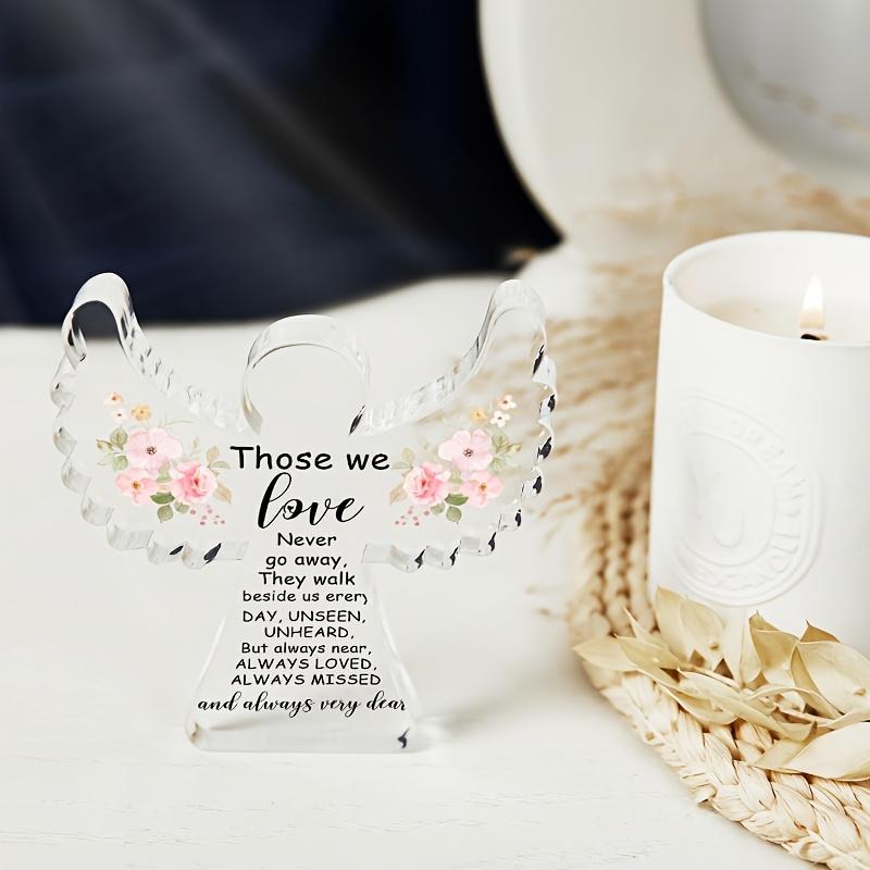 

2D Flat Memorial Gift, Angel Acrylic Decoration, for Lost Loved Ones, Family Living Room Desk Center Decoration of Condolence Sign, Home Decor 9.65*9.14cm