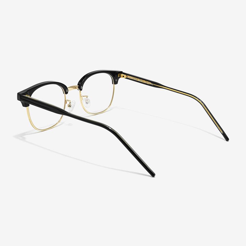Seutailwokeu Style7 Bkgd_Black & Gold Classic Browline Stylework Eyeglass Frames