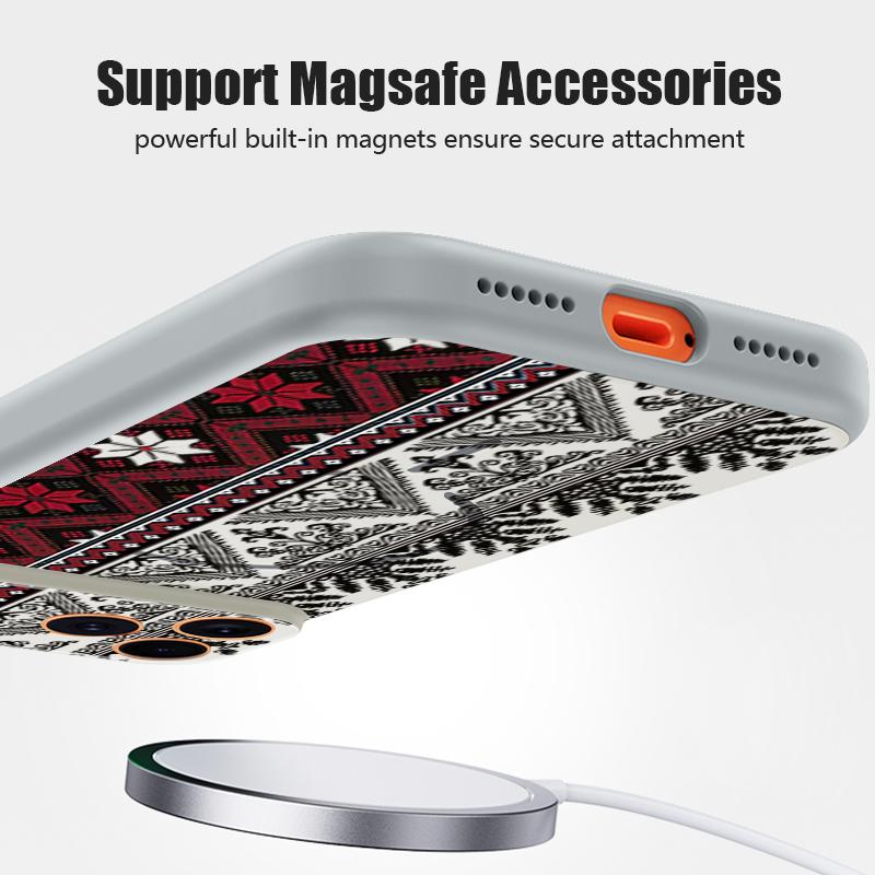 Magnetic For Magsafe Case For iPhone 17 Pro Max European-style Vintage Pattern Skin Feeling Cover For iPhone 16 15 14 13 Pro Max