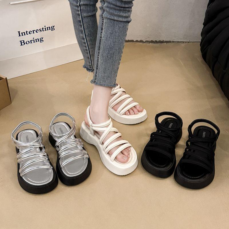 Super Soft Fashion Versatile Sandals Women's Casual Muffin Thick Sole Heightening Roman Sandals 2025 Summer and Autumn New