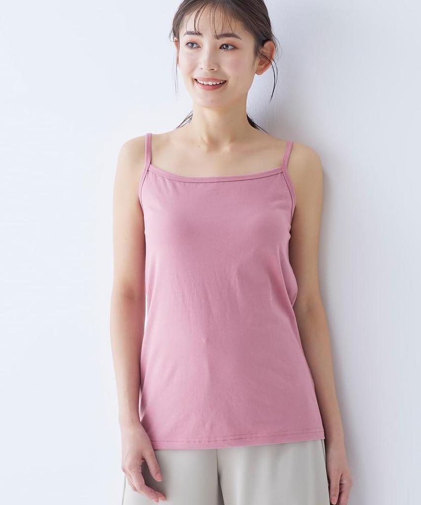 Nissen Cotton Loose and Size 6L Women's Camisole, Blend, Moisture-Wicking, Quick-Drying, Fit, 3-Pack, Purple, Pink, Charcoal,