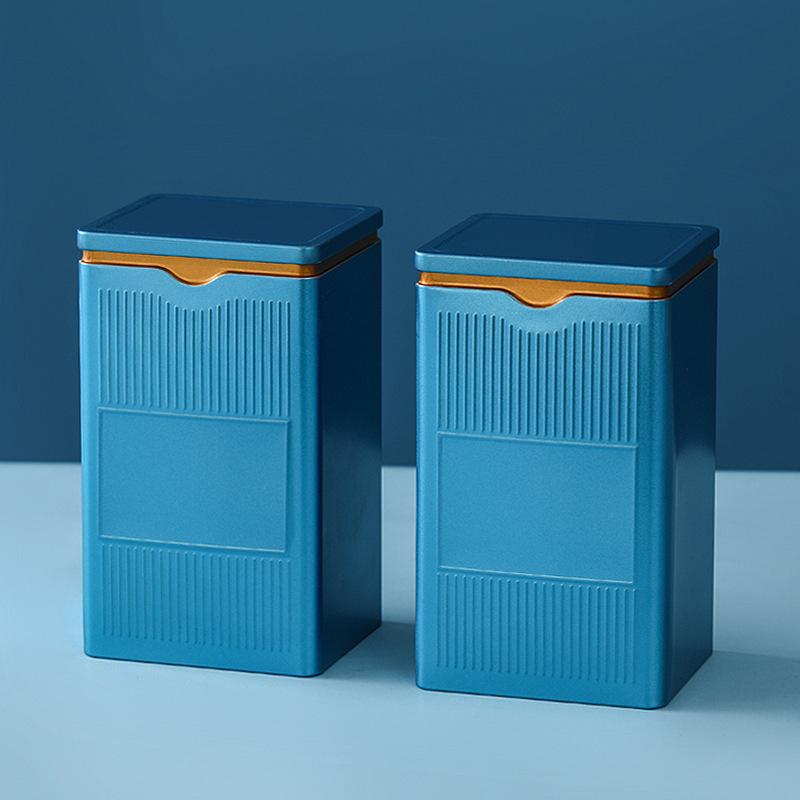 Portable Tea Box Solid Color Tea Sealed Box Teaware Storage Container Tinplate Can Coffee Sugar Box Kitchen Storage