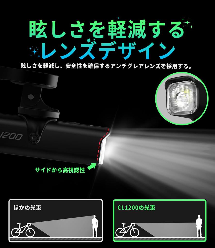 TOWILD CL1200 Rechargeable Bike 1200 High 5000mAh High Automatic Remote IPX6 Compatible with Road Cross and Bicycle Front LED Headlight Light, Lumens,