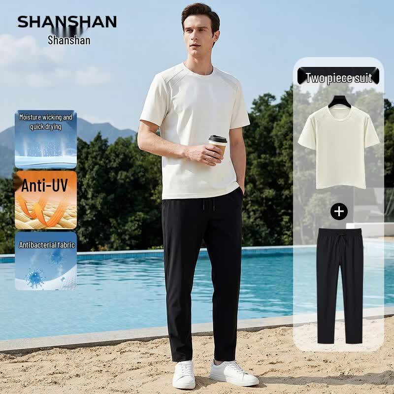 SHANSHAN Men s Quick-Dry Anti-Bacterial Summer T-Shirt Set M
