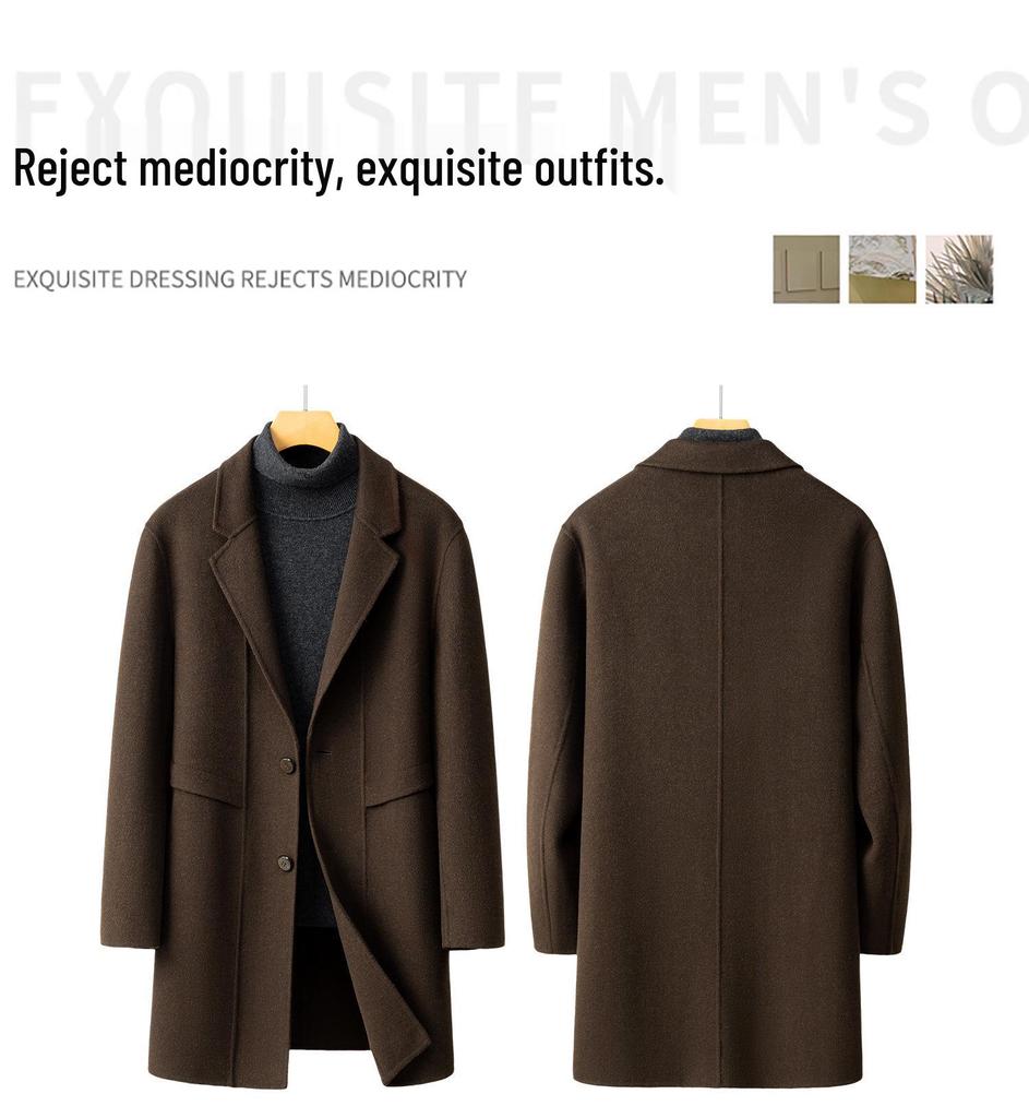 Men's AZ6645 Double-Sided Wool Coat, Mid-Length Korean Style, High-End Suit Jacket for Autumn/Winter 2025
