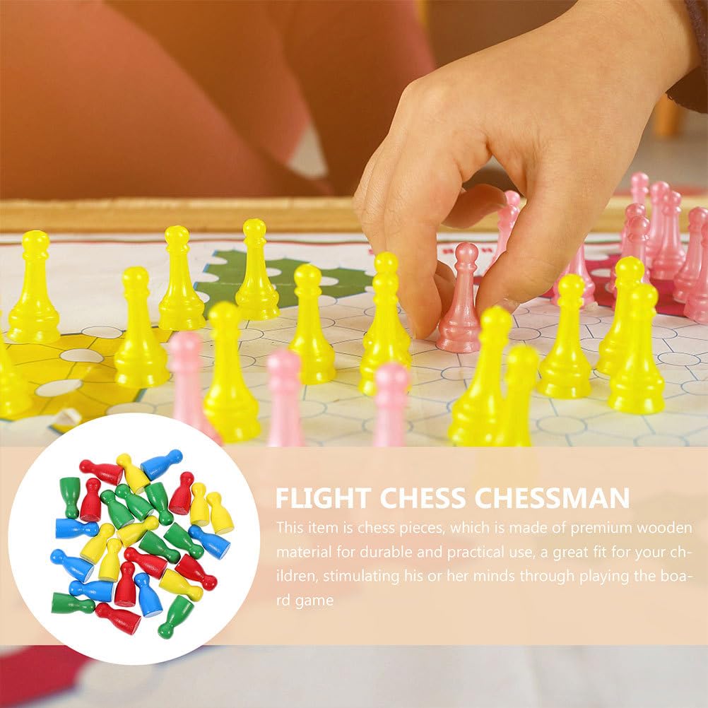 ifundom 60 Multicolored Wooden Chess Pieces for Board Flying Chess Checkers Accessories Games, Human-Shaped Pawns, &