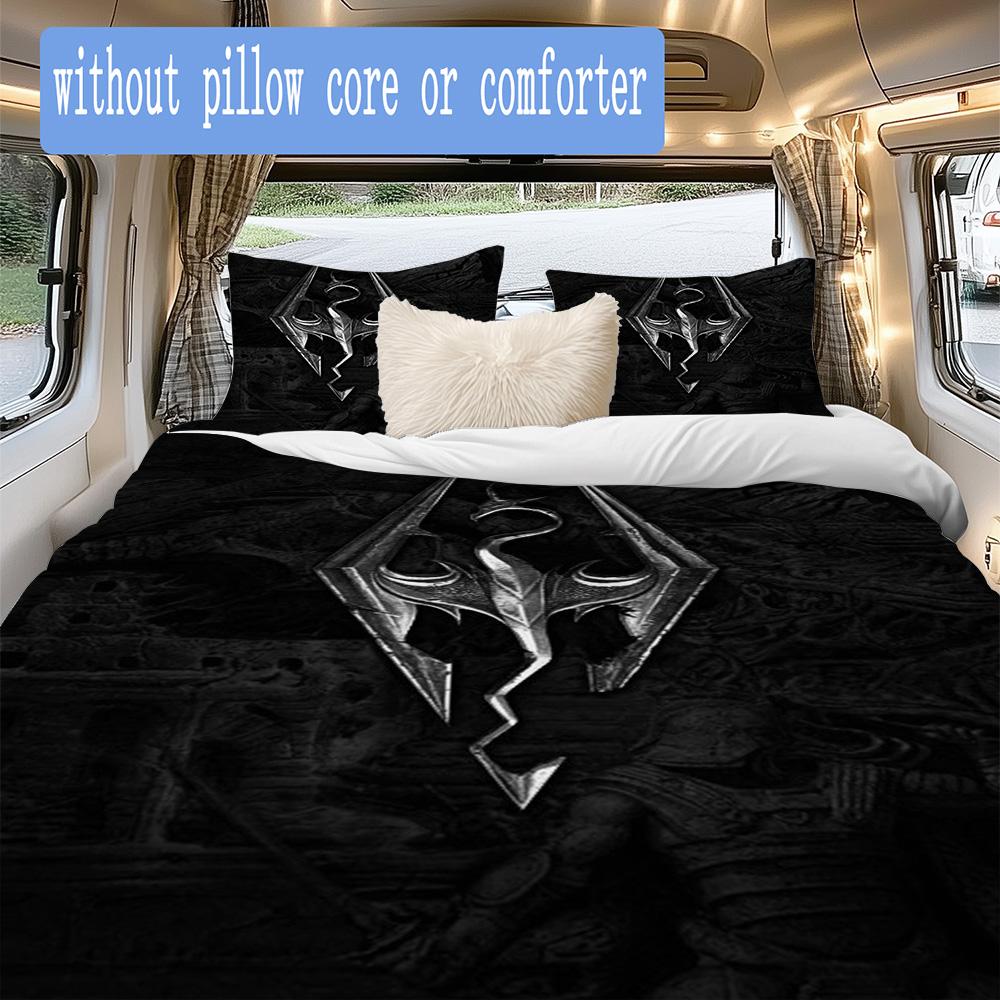 The Elder Scrolls Pattern Bedding,Quilt Set Quilt Cover Pillowcase Home Birthday Gift (1*duvet Cover+2*pillowcase,without core)XSJT0917074