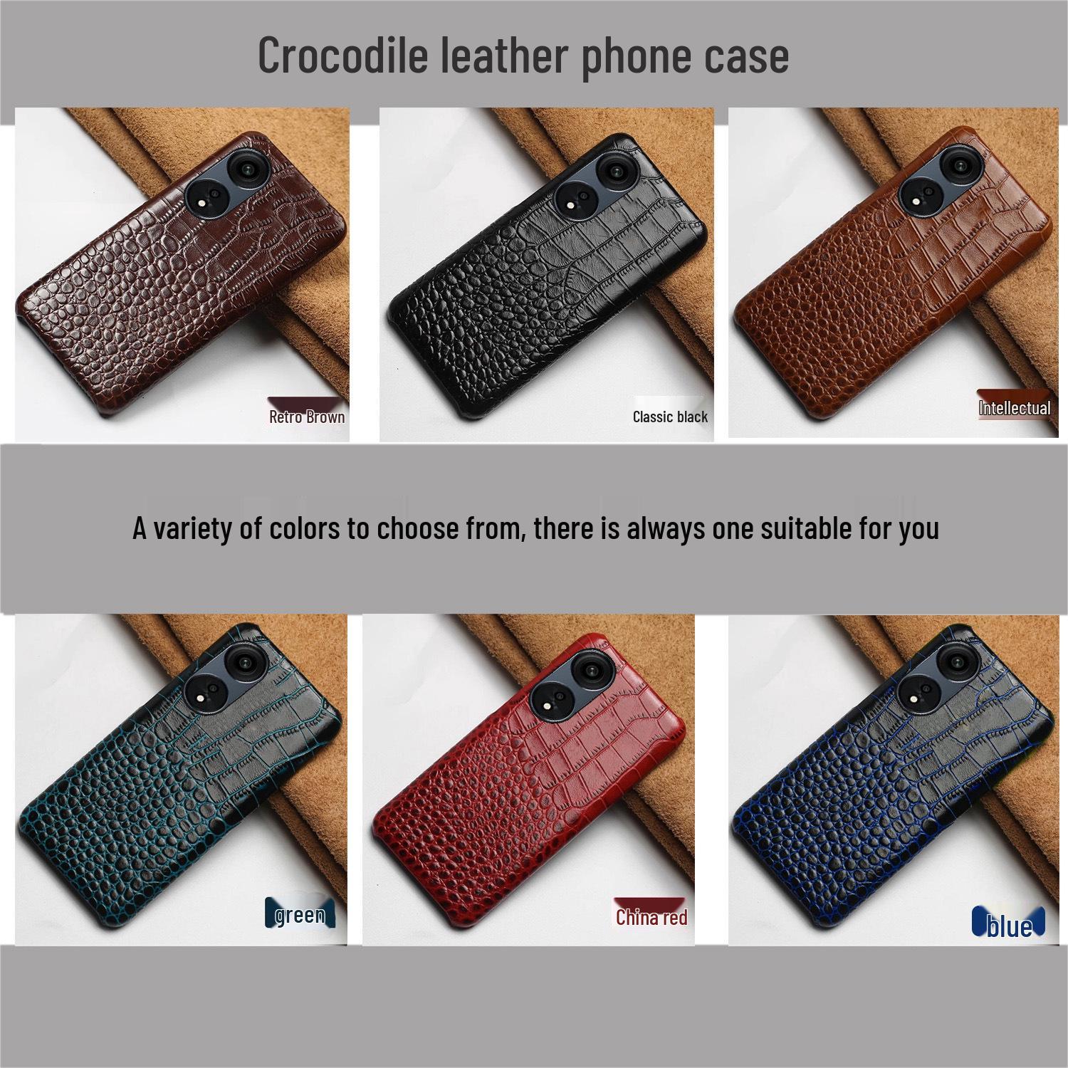 

Кожаный чехол-накладка OPPO A2 с тиснением под крокодила - Защитный чехол из натуральной коровьей кожи Others (Contact or Note) чёрный