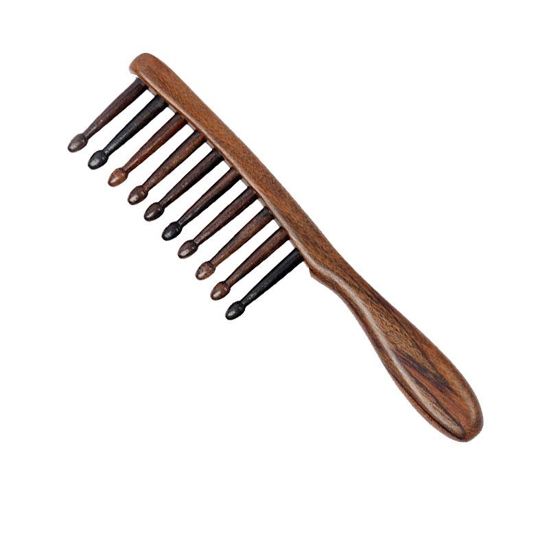 1Pc Natural Wooden Comb Meridian Massage Anti-static No-snags Wide Tooth Comb For Women Girl Straight Curly Hair