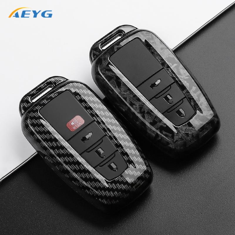 Abs Carbon Fiber Car Key Case Cover Shell Fob For Toyota Prius Camry Corolla C-Hr Chr Rav4 Prado   Key Chain Accessories