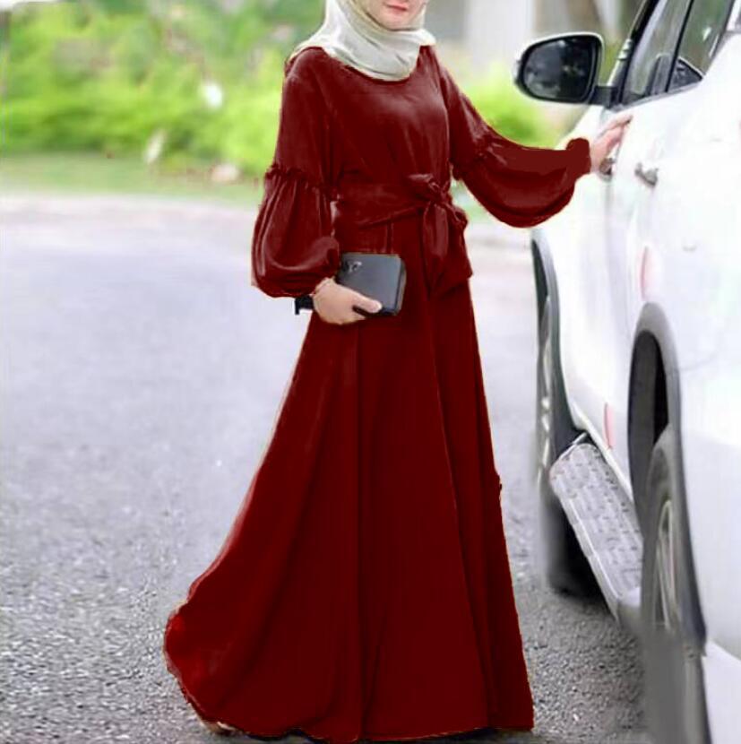 

Women s Long-Sleeve Ruffled Lantern Dress with Print L