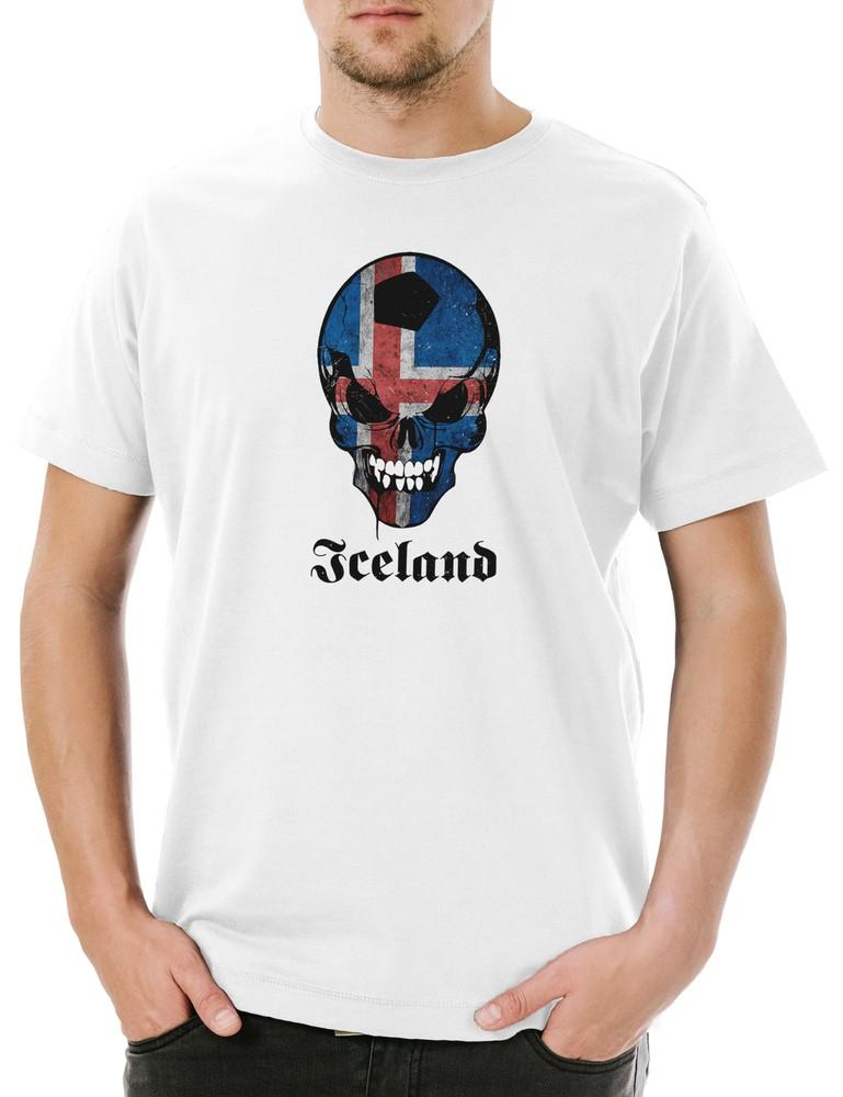 

Classic Iceland Football Skull Flag Men s T-Shirt Hooligan Skull Skull 3XL