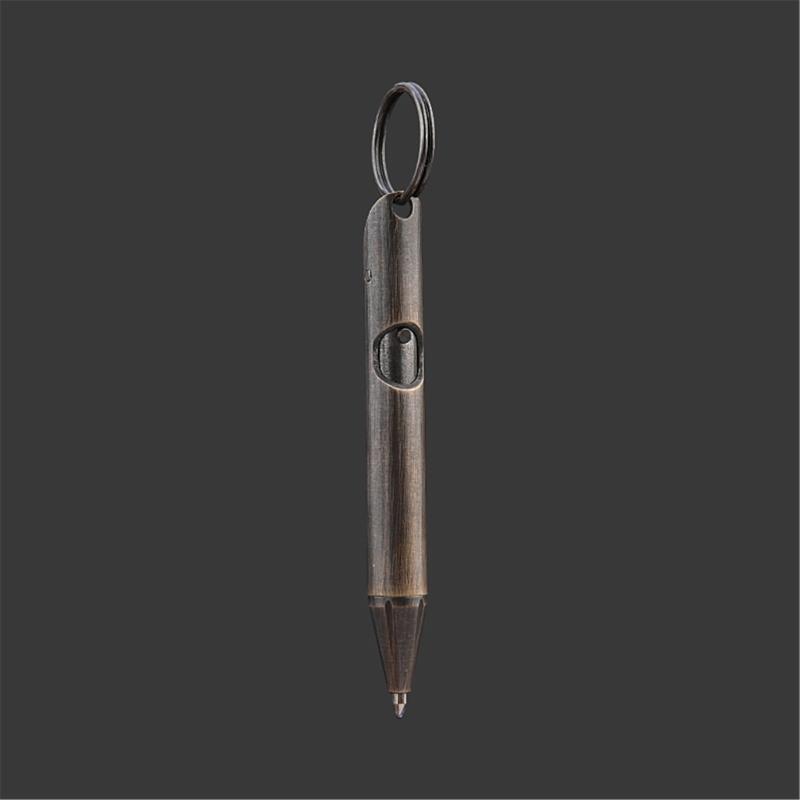 Brass Pocket Pen Keychain Pendant Travel Pen 1.0mm Retractable Ballpoint Pen Gift Pen Writing Pen