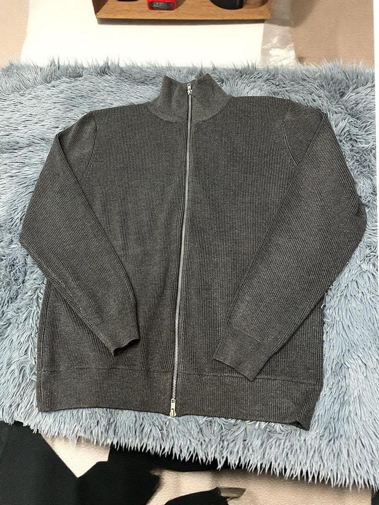 Ma Jia Men's Four-Corner Cardigan Zipper Half-High Collar Loose Casual Knit Sweater