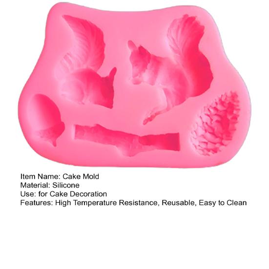 Kuchenform Lebensmittelqualität Antihaft Hochtemperaturbeständig Dreidimensional Wiederverwendbar Dekorativ DIY 3D Eichhörnchen Tannenzapfen Baumstumpf