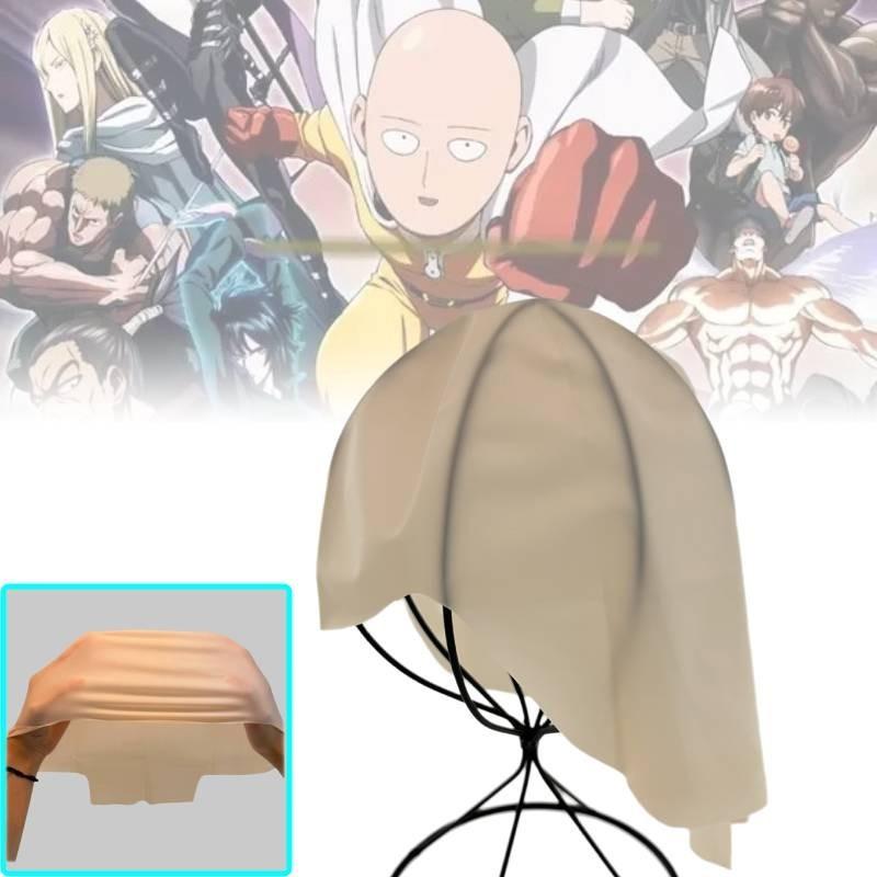 Bald Saitama Man Headgear Cosplay Latex Makeup Prop Headpiece Costume
