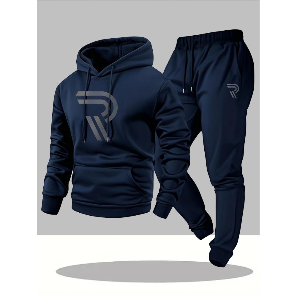 Men s Complete Set, Including Hooded Sweatshirt, Men s Two Piece Hooded Sweatshirt and Pants, Cool Printed Pattern S
