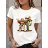 Women's T-shirt Short Sleeve Round Neck Casual Top with Chihuahua Print Soft Comfortable Suitable for Daily Wear for Women