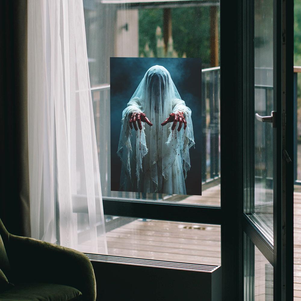 Halloween 3D Realistic Horror Ghost Bedroom, Living Room, Entrance Hall, Home Decor Wall Sticker, Wall Paper