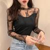 Autumn and Winter New Velvet Lace Shirt Women's Long-sleeved Turtleneck Slim-fitting and Thin Inner Bottoming Shirt Foreign-style Top