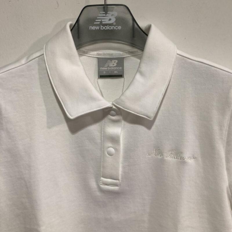 NeW Balance W Single Mesh Semi Crop Collar Short Sleeve Tee nbnff2W412 White