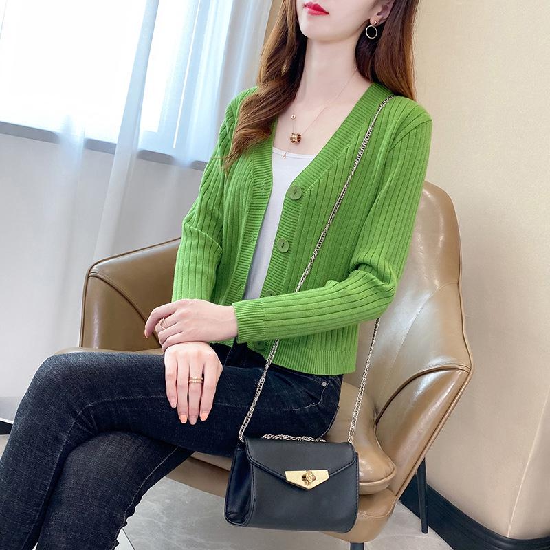 2025 New Style Petite V-Neck Airy Knit Cardigan for Early Autumn