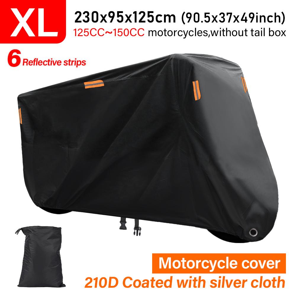 210D Oxford Motorcycle Cover 6 Reflective Strips Uv Protective Outdoor Indoor Scooter Wear-Resistant Cover All Season