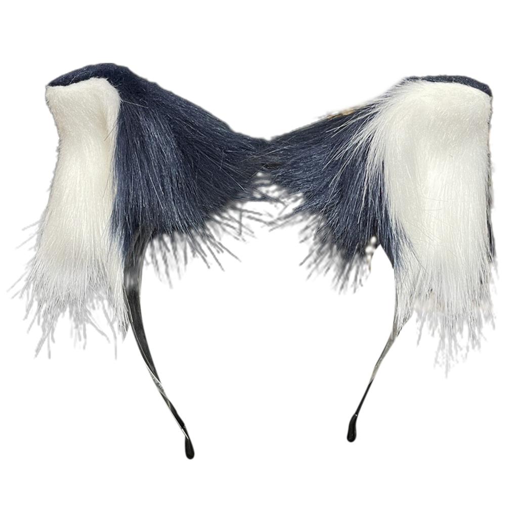 Wolf Ear Headband Tail Girls Cosplay Accessories Beast Ears Blue Fursuit Masquerade Halloween Cosplay Party