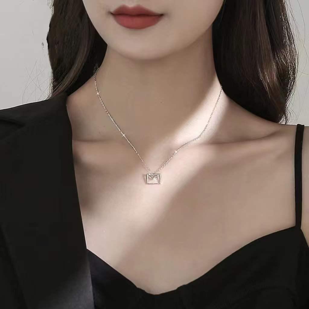 Beixi S925 Silver Envelope Necklace: Women's Simple, Versatile Clavicle Chain with Unique Design