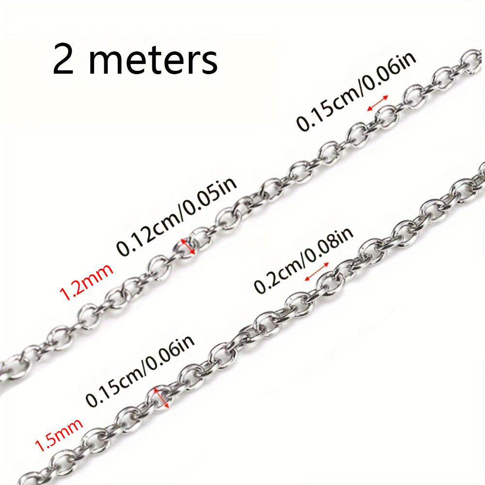 

10Meters 2Meters Black Color Stainless Steel O Shape Link Chain Round Cross Basic Chain Bracelet Necklace for DIY Jewelry Making 1.2mm