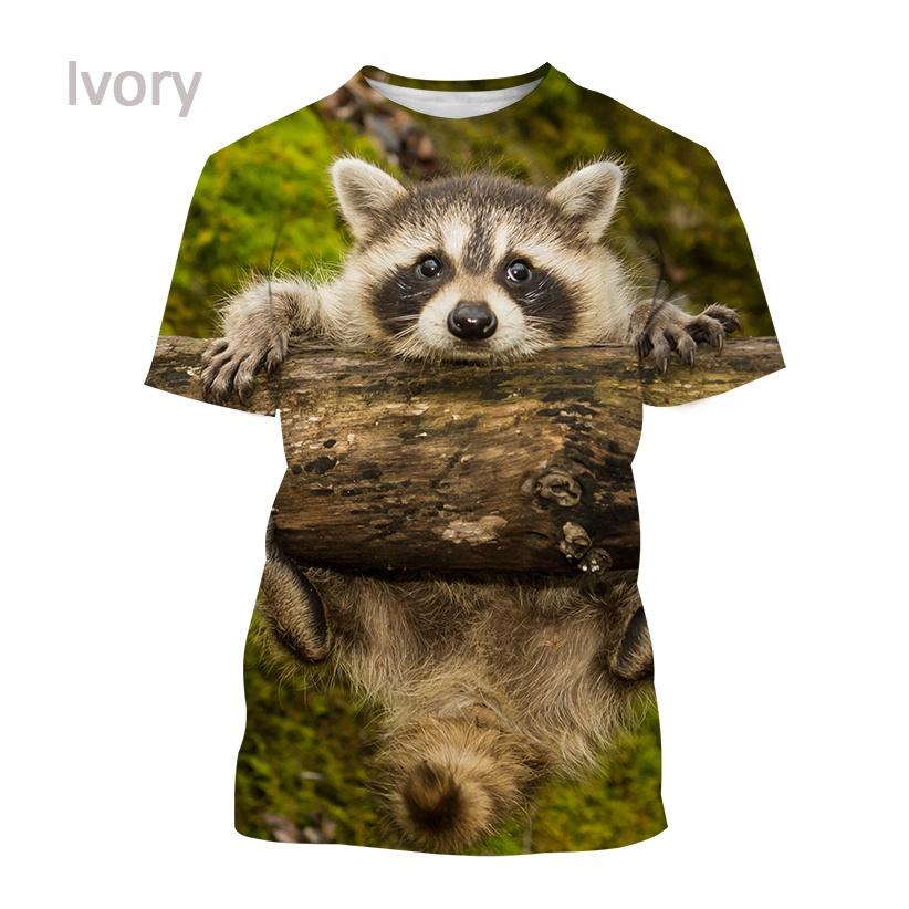 Newest Raccoon 3D T-shirt Fashion Funny Animal Printing Casual T-shirt Unisex Round Neck Hip-hop Harajuku T-shirt