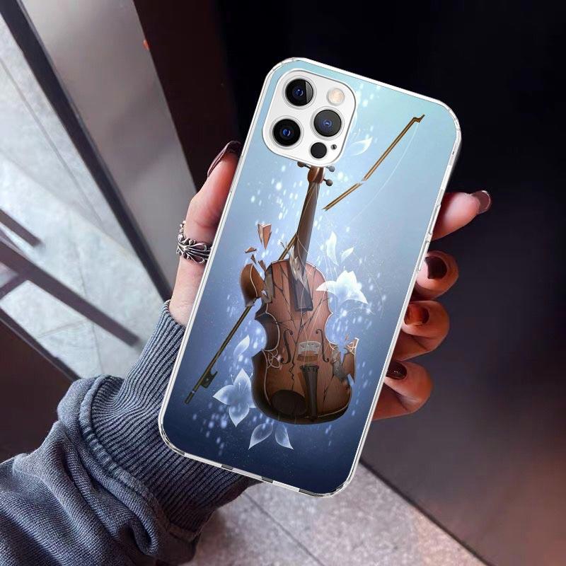 

Music Violin Phone Case For iPhone 17 Air 11 13 Mini 14 15 Plus 16 12 Pro Max 16E SE 7 8 Pattern Soft TPU Back Cover 17 Air 11 iPhone 16E