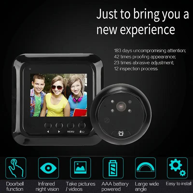 Cat Eyes Smart Visual Security Device,Smart 2.4 Inch IR Night Vision Video Security Camera Motion Detection Cat Eye Doorbell