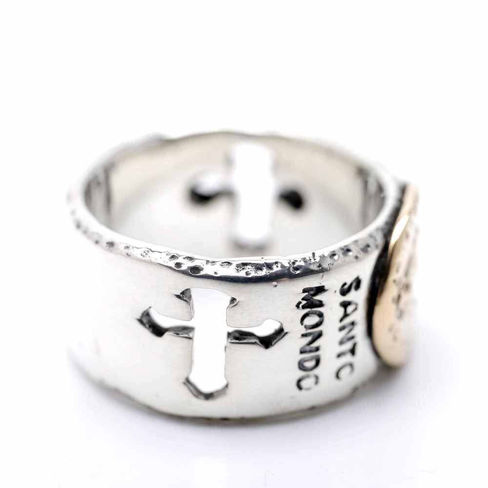 [Silver One] Miraculous Medal Flat Cutout Cross Maria Sterling Silver 925 Ring Men's [Size 19] Christian Miraculous Medal Ring
