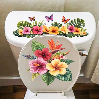 Pegatinas de Mariposas Florales Tropicales para WC, Pegatinas Decorativas para Baño