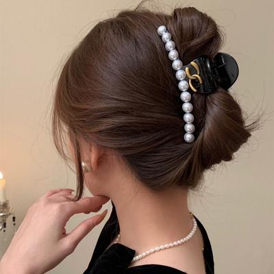 Letter Pearl Grab Clip Hairpin Back Head Hair Accessories Female Hair Volume Headdress Hair Grab Shark Clip Female