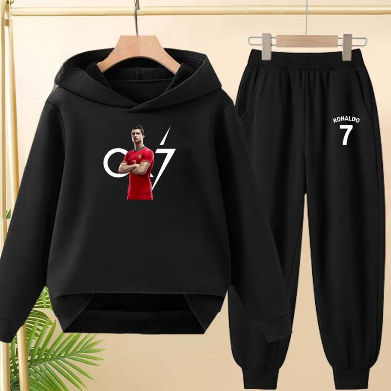 A Loose and Casual Sportswear Set of Hooded Sweatshirts and Trousers for Children, Suitable for Boys and Girls Aged 3 To 13