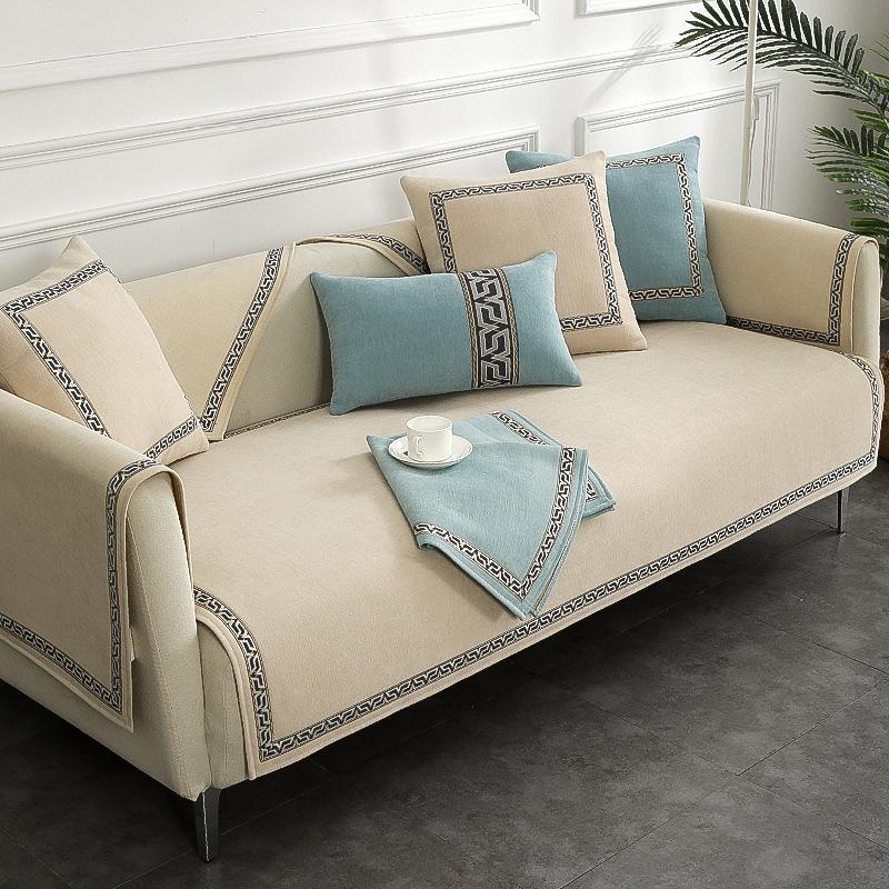 Chenille Sofa Cover Thicken Corner Couch Covers Mat Solid Color Slipcover Pet Dog Kids Mat Sofa Cushion Blanket Live Room