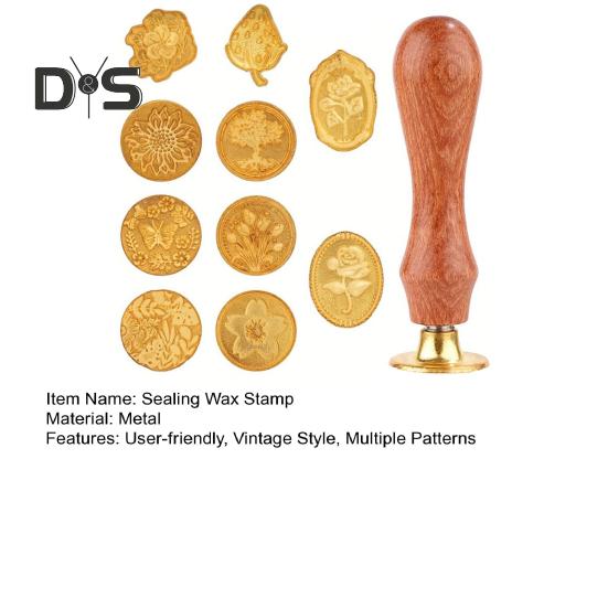 Wachssiegel-Stempel-Set, Siegelwachs-Stempelköpfe mit Holzgriff, mehrere Muster, Wachssiegel-Stempel-Set für Briefe, Grußkarten, Geschenke, Dekoration