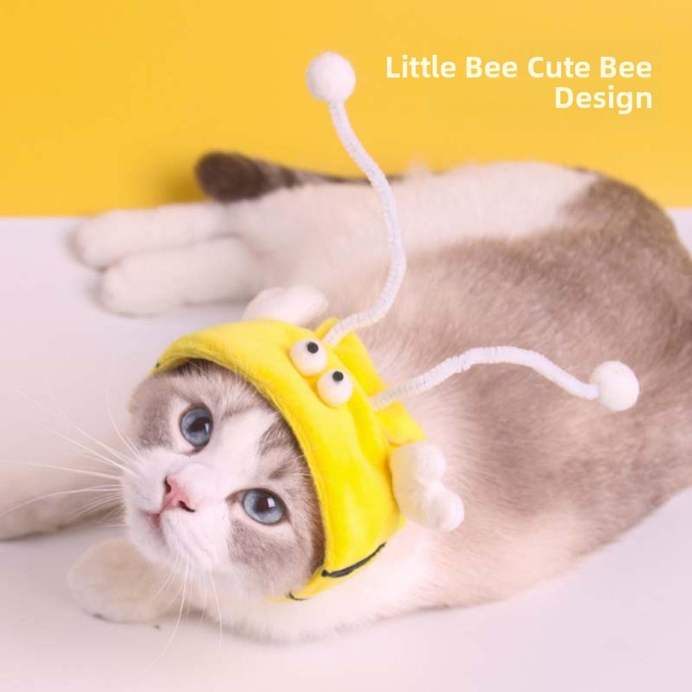 Mit Teaser-Stab Hut Katze Biene Kopfschmuck Warmer Plüsch-Kopfschutz Tierform Katze Dekorativer Hut Cartoon Verstellbar
