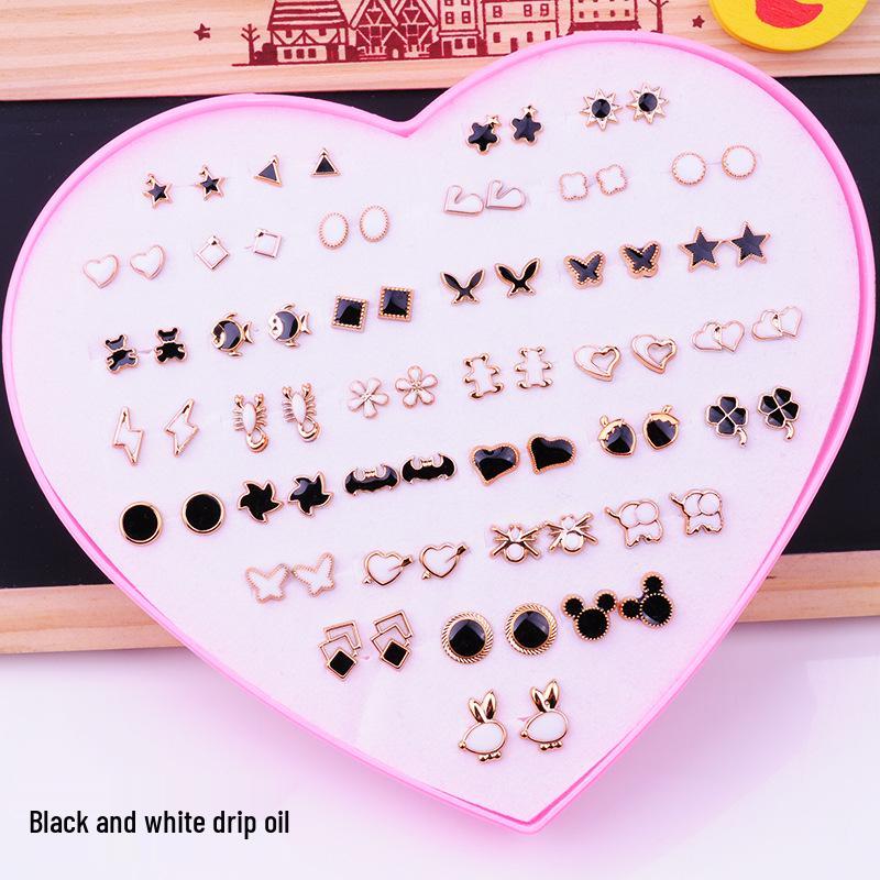 Women's Heart Stud Earrings Set in Acrylic Resin - Boxed Jewelry Accessory