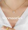 Korean Style 18K Gold-Plated Choker Necklace with Zirconia Diamond Inlay, Titanium Steel Women's Jewelry