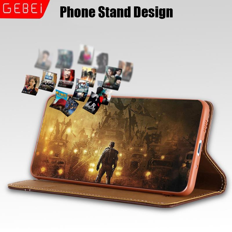 GEBEI Echtes Leder Klapp-Magnetverschluss Design Ständer Hülle Abdeckung Für Samsung Galaxy S25 S24 S23 S22 Ultra S8 S9 S10 S20 Plus