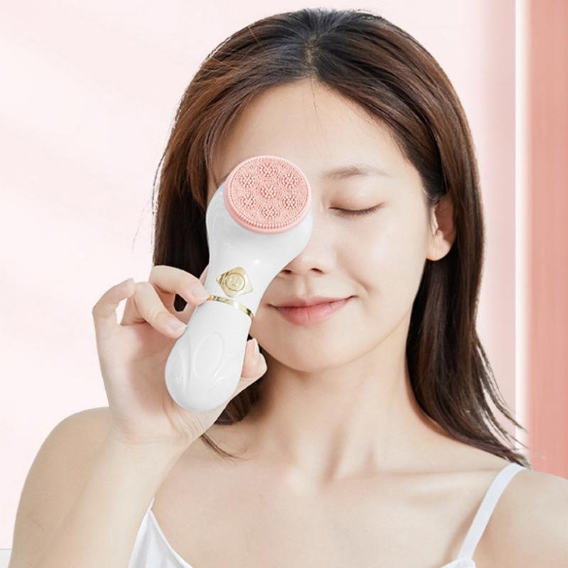 3 In 1 Electric Silicone Facial Brush Cleaner Vibration Rotating Massage Pore Cleansing Instrument Waterproof Beauty Tool