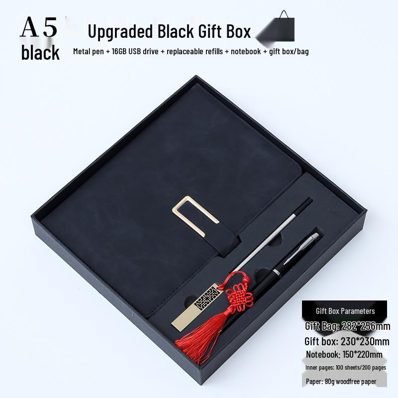 Custom Logo A5 Business Diary Gift Set: Employee Souvenir Notebook in Gift Box