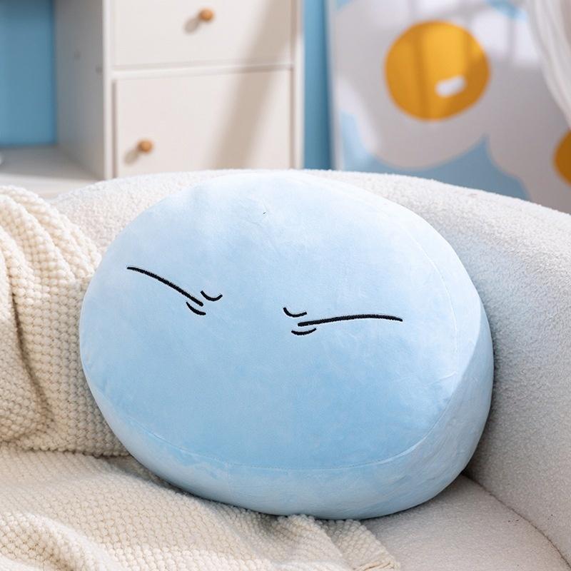 Cute Slime Plush Pillow Soft Squishy Round Expression Cushion Bun Stuffed Toy For Kids And Teens Bedroom Sofa Desk Birthday Gift