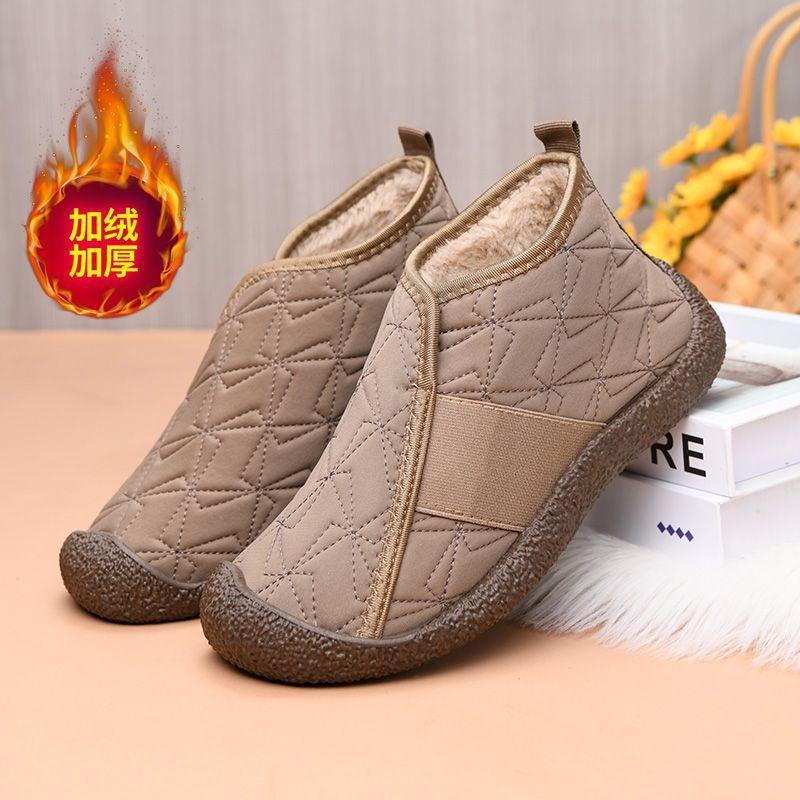 Foreign trade 2025 new snow cotton women's fashion velvet thickened casual warm flat bottom high top cotton shoes women