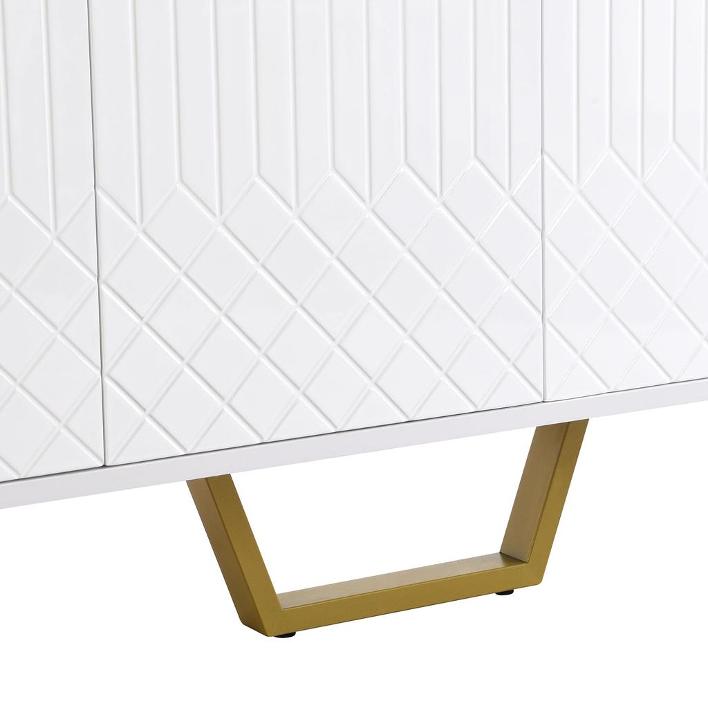 Sideboard mit 4 Türen, Hochglanz Kommode mit Metallgriffen und Beine, für Esszimmer, Wohnzimmer & Schlafzimmer