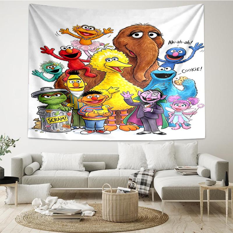 Se-same Characters Tapestry, Unique Design Tapestry, Wall Decor for Bedroom,Livingroom, Playroom,Heartwarming Fan Holiday Gifts