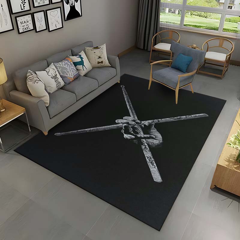 3D Drum Kit Music Instruments Area Rug Large,Carpet Rug for Living Room Bedroom Sofa Doormat Decor,Kid Play Non-slip Floor Mat
